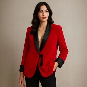 Vintage Red Velvet Rat Pack Smoking Jacket